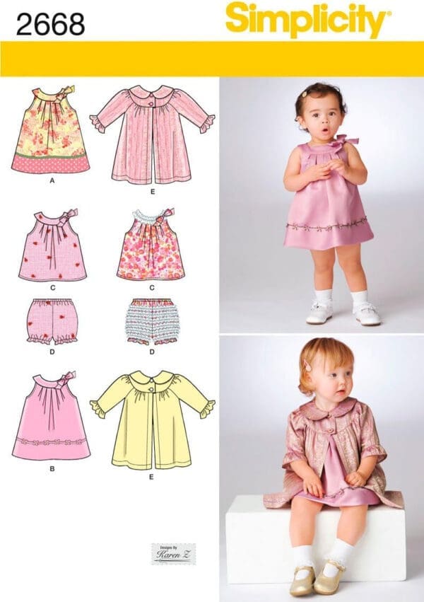 Simplicity Sewing Pattern 2668 Babies Dresses, A (XXS-XS-S-M-L)