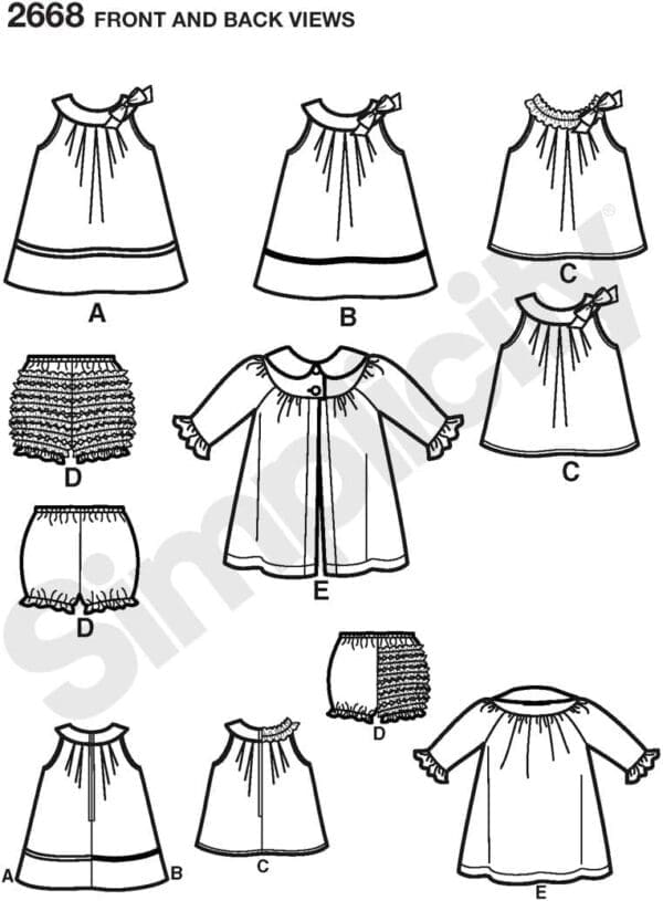 Simplicity Sewing Pattern 2668 Babies Dresses, A (XXS-XS-S-M-L) - Image 3