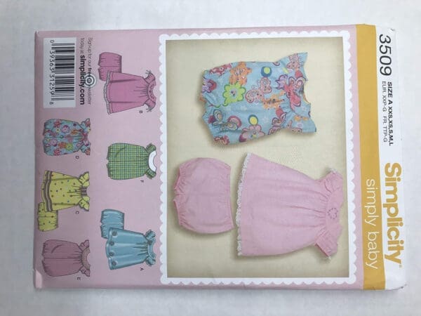 Simplicity 3509 Sewing Pattern Infants Baby Dress Panties Romper