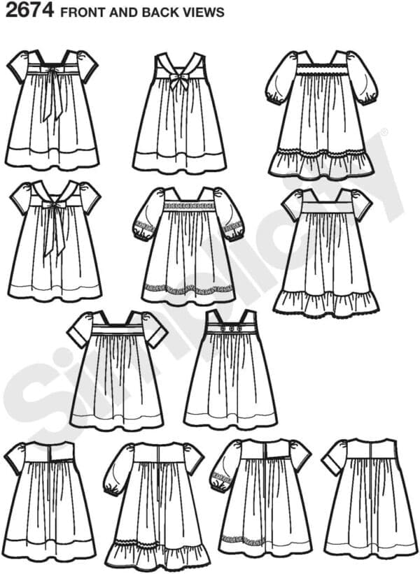 Simplicity Sewing Pattern 2674 Toddler Dresses, A (1/2-1-2-3-4) - Image 3