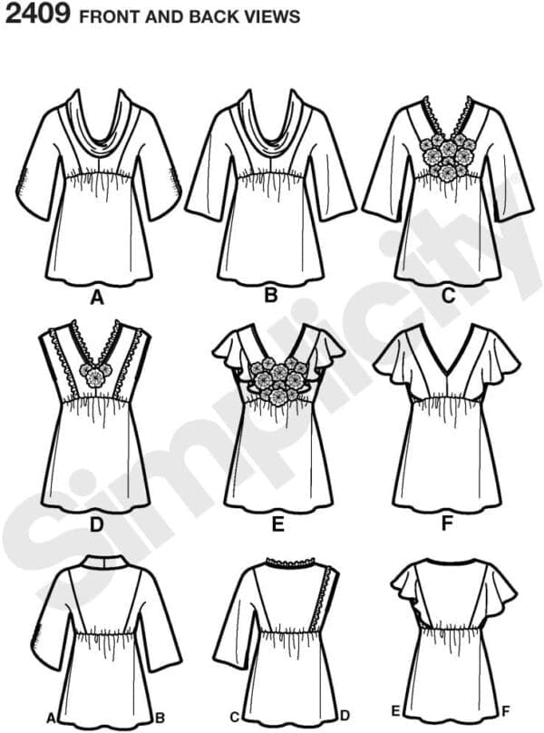 Simplicity Khasliah Ali Collection Pattern 2409 Misses Tops with Neckline Variations Sizes 10-12-14-16-18 - Image 3