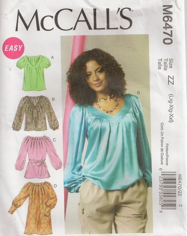 McCall's Patterns M6470 Misses' Tops, Tunic, Belt and Dress, Size ZZ (LRG-XLG-XXL)