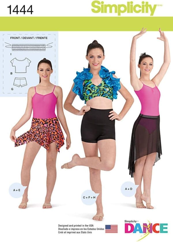 Simplicity Dance Pattern 1444 Misses Knit Dancewear Sizes 12-14-16-18-20