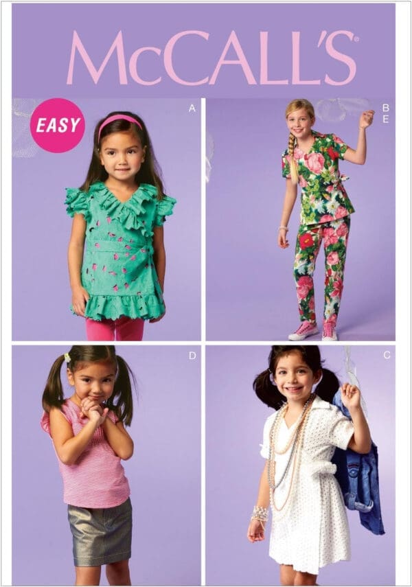 McCall Patterns M6689 Girls/Girls' Tops, Dress, Skirt and Pants Sewing Template, Size CCE (3-4-5-6)