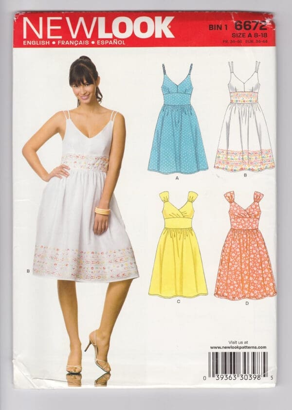 New Look dress pattern 6672 size A 8-18