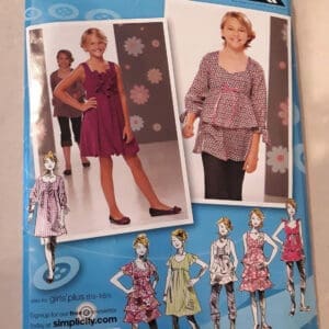 Girls Dress or Tunic with Sleeve and Skirt Variations Simplicity 2714 Size 8-16 Project Runway