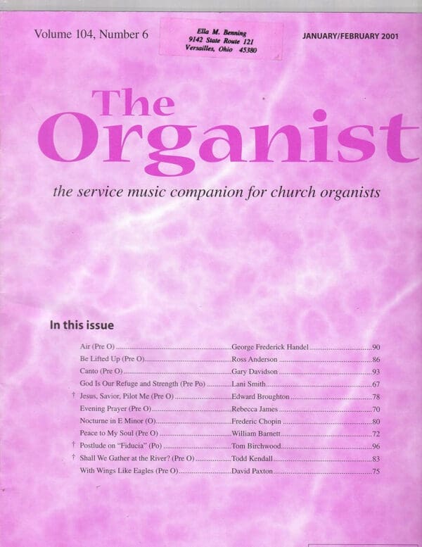 The Organist the Service Music Companion for Church Organists - Volume 104, Number 6