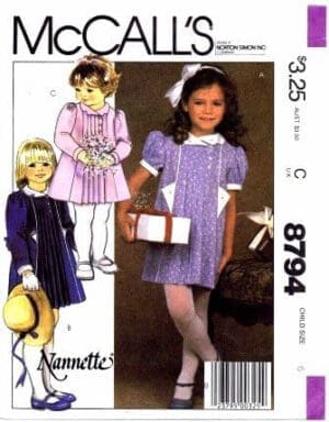 McCall's 8794 Sewing Pattern Girls Embroidery Pleated Dress Dress Size 6