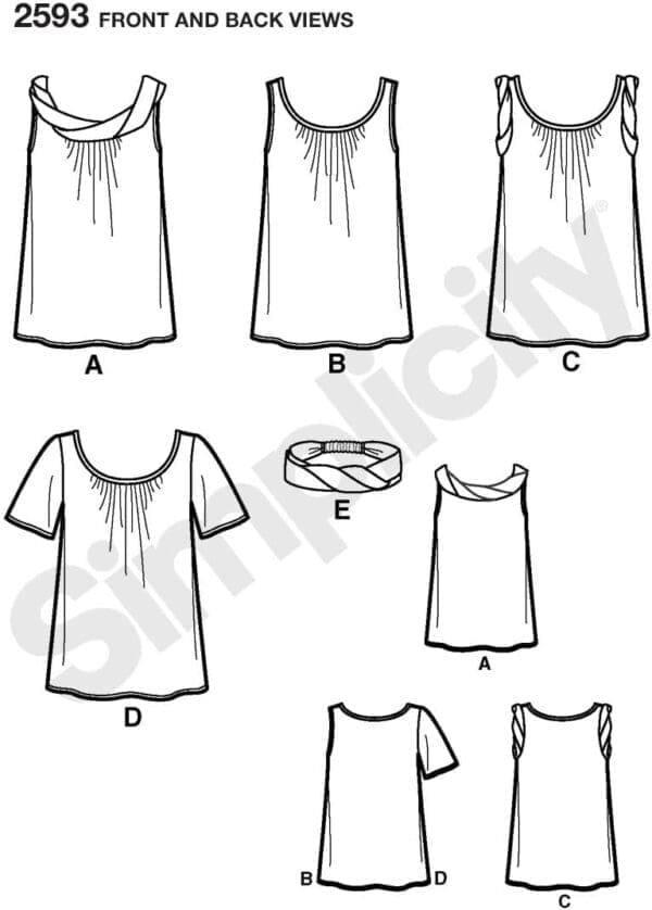 Simplicity Sewing Pattern 2593 Misses Tops, H5 (6-8-10-12-14) - Image 3