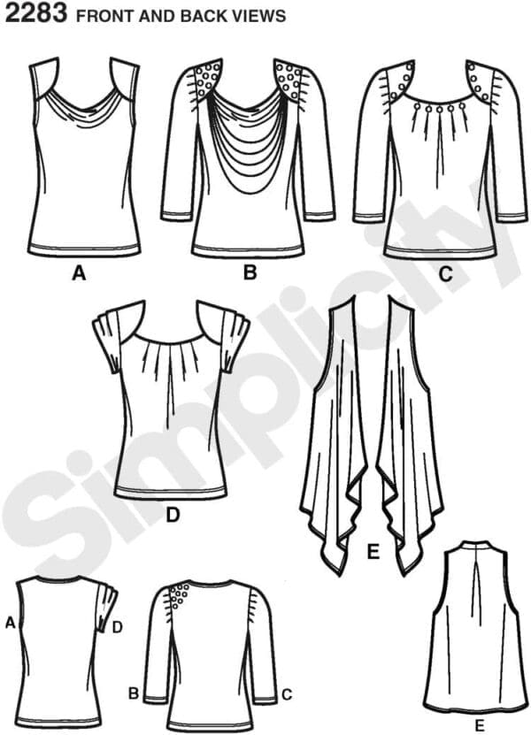 Simplicity Sewing Pattern 2283 Misses' Knit Tops and Vest, R5 (14-16-18-20-22) - Image 3