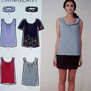 Simplicity Cynthia Rowley Pattern 2593 Misses Top with Neckline Variations and Headband Sizes 14-22