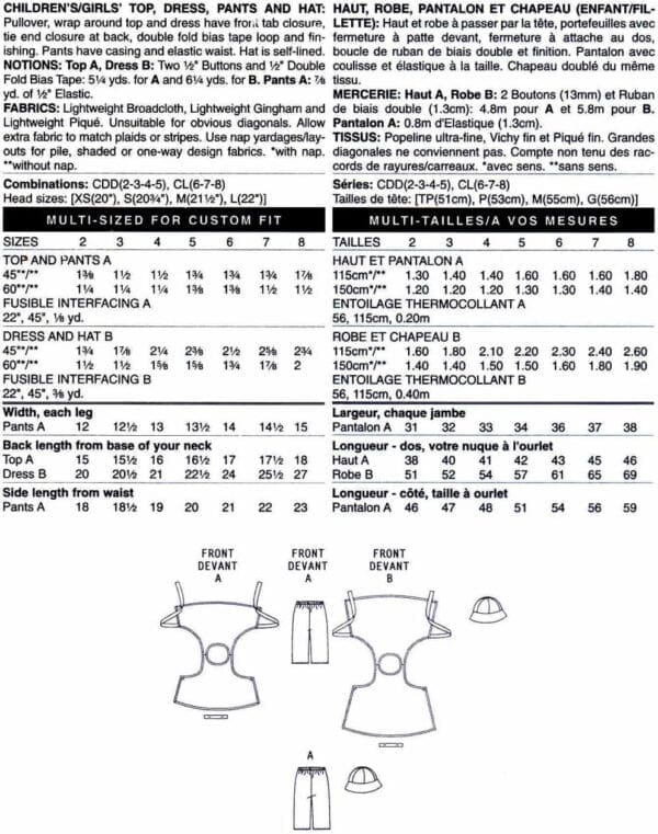 BUTTERICK PATTERNS B5019 Children's/Girls Top, Dress, Pants and Hat, Size CL (6-7-8) - Image 4