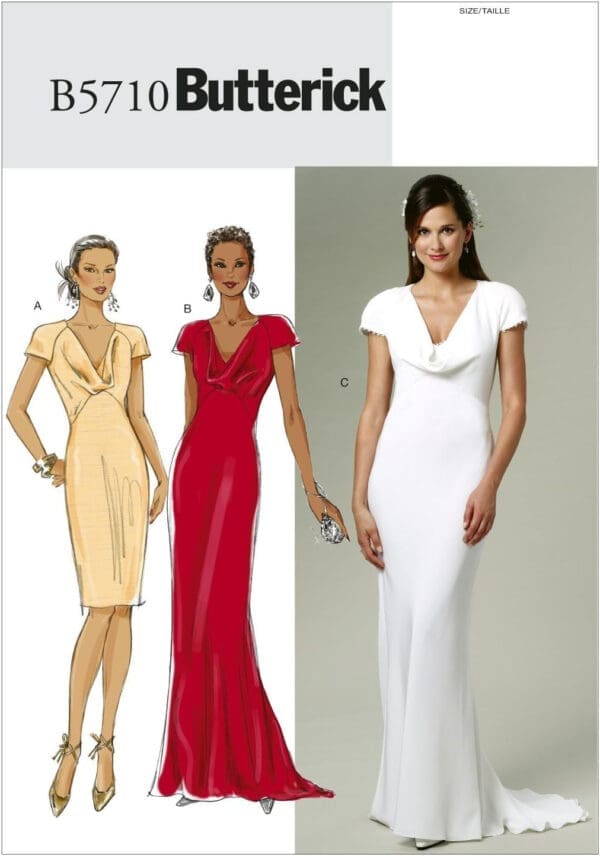 Butterick Pattern BP250 Misses Dress (Bridesmaid's Gown) Size A5 (6-8-10-12-14)