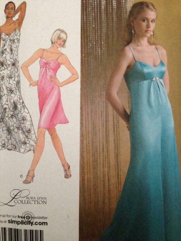 Simplicity Sewing Pattern 2640 Size R5 Misses Evening Dress in Two Lengths with Back Variations