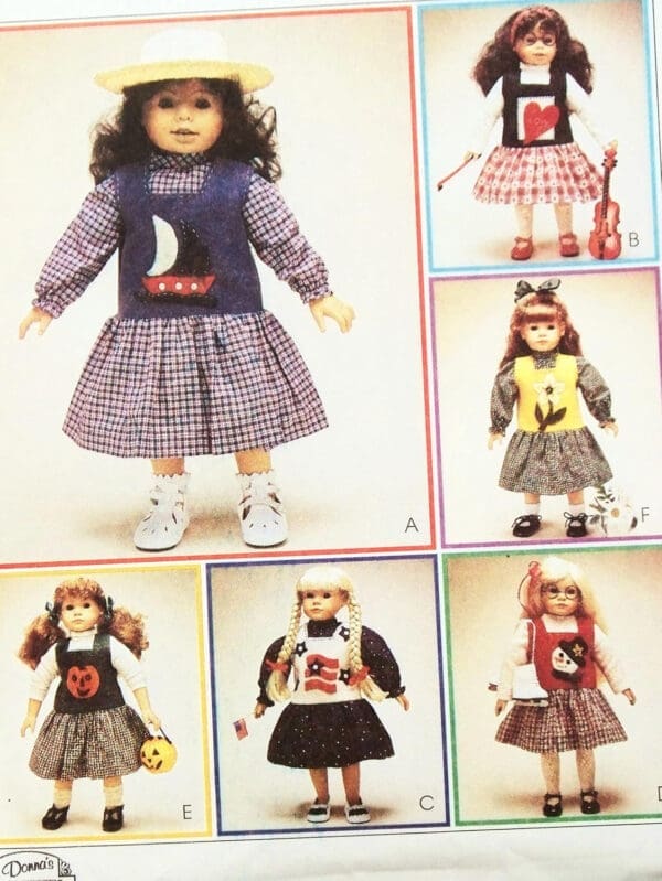 OOP McCall's Pattern 9390. Clothes & Appliques for 18" Dolls, for Example: American Girl Dolls - Image 3