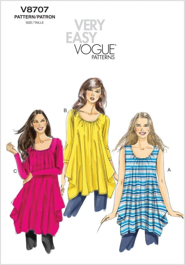 VOGUE PATTERNS V8707 Misses' Tunic, Size Y (XSM-SML-MED)