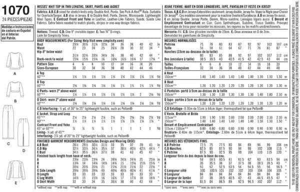 SIMPLICITY 1070 Misses' Sew Stylish Sportswear Pattern Sewing Template, Size P5 (12-14-16-18-20) - Image 4