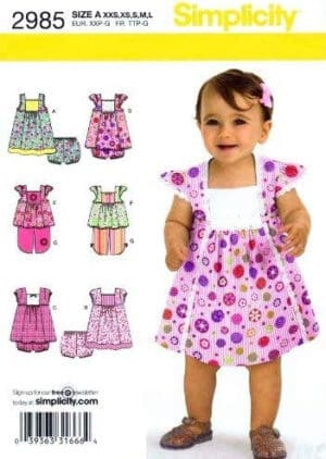 Simplicity 2985 Sewing Pattern Baby Dress Top Pants Panties Size XXS - L
