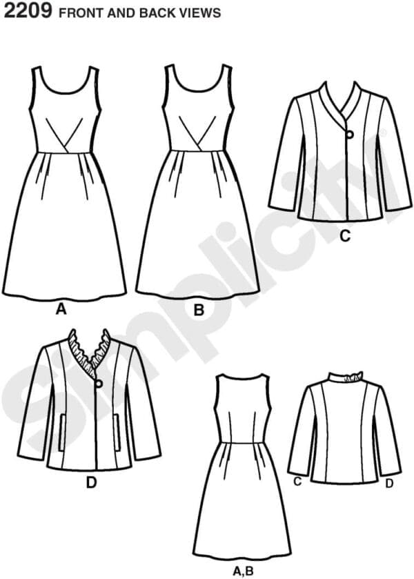 Simplicity Sewing Pattern 2209 Misses' Dresses and Jacket, Size H5 (6-8-10-12-14) - Image 3