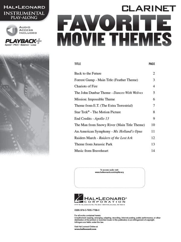 Favorite Movie Themes - Clarinet Play-Along (Book/Online Audio) - Image 4