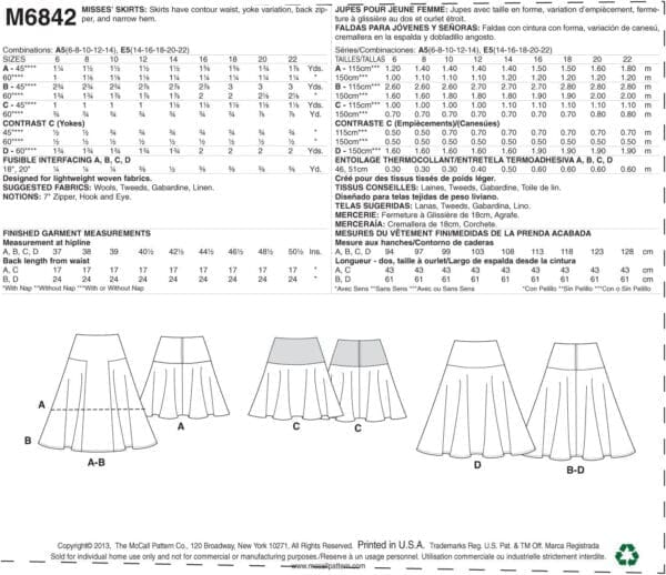 McCall Pattern Company M6842 Misses' Skirts Sewing Template, Size A5 - Image 7