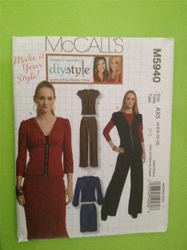 McCalls Sewing Pattern 5940 Misses/Ladies Top Skirt Pants Size 4-12 Uncut - Image 3