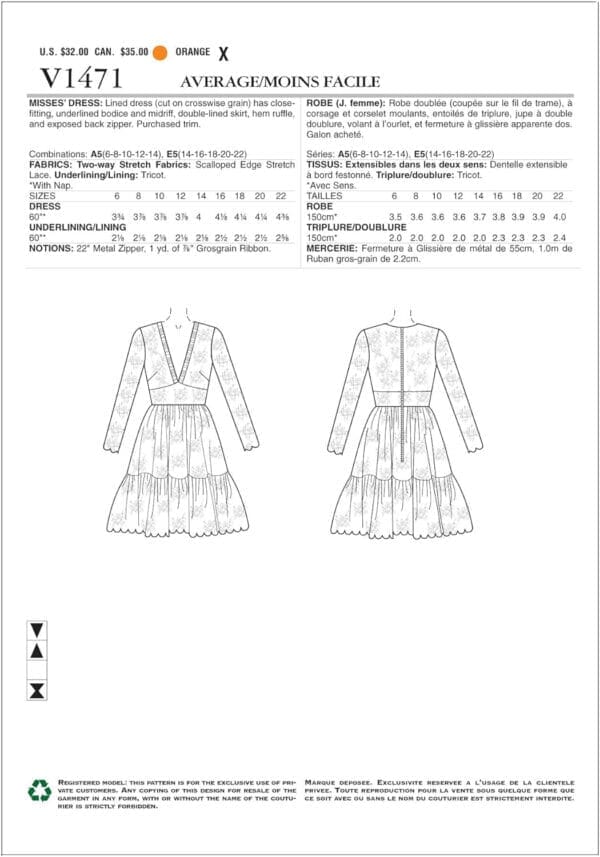 Vogue Patterns V1471 Misses' Dress, A5 (6-8-10-12-14) - Image 3