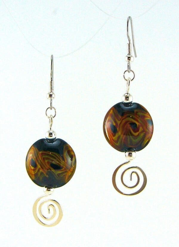 Fire Aurora Lampworked Glass Bead Earrings