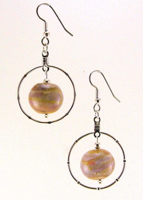 Sonoran Sunset Lampworked Glass Bead Hoop Earrings - Image 2