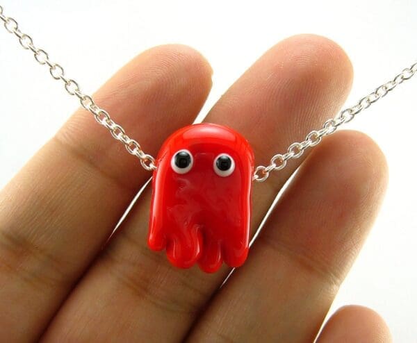 Red Ghost Lampworked Glass Bead Necklace