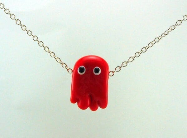 Red Ghost Lampworked Glass Bead Necklace - Image 2