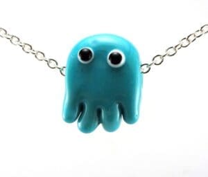 Blue Ghost Lampworked Glass Bead Necklace