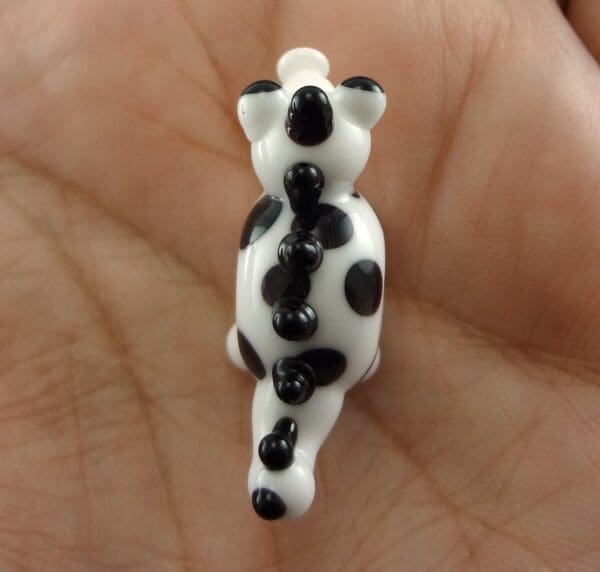 Black and White Spotted Monster Lampworked Glass Figurine Bead - Image 4