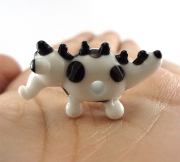 Black and White Spotted Monster Lampworked Glass Figurine Bead - Image 3