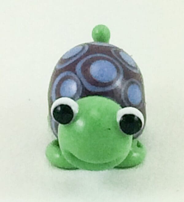 Purple and Blue Smiling Turtle Lampworked Glass Figurine Bead - Image 3