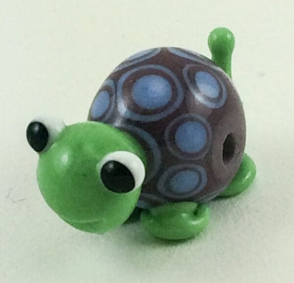 Purple and Blue Smiling Turtle Lampworked Glass Figurine Bead - Image 2