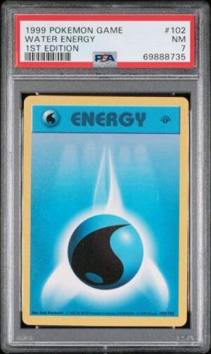 1999 POKEMON GAME #102 WATER ENERGY 1ST EDITION PSA 7
