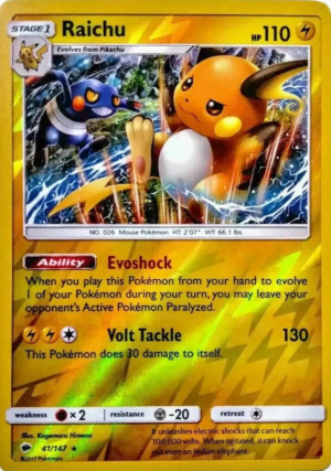 Raichu - SM - Burning Shadows (SM03) Reverse Holo
