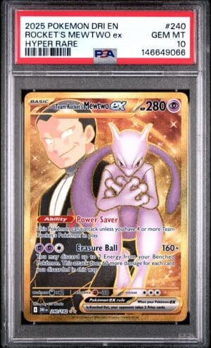 2025 Rocket's Mewtwo ex Hyper Rare PSA 10